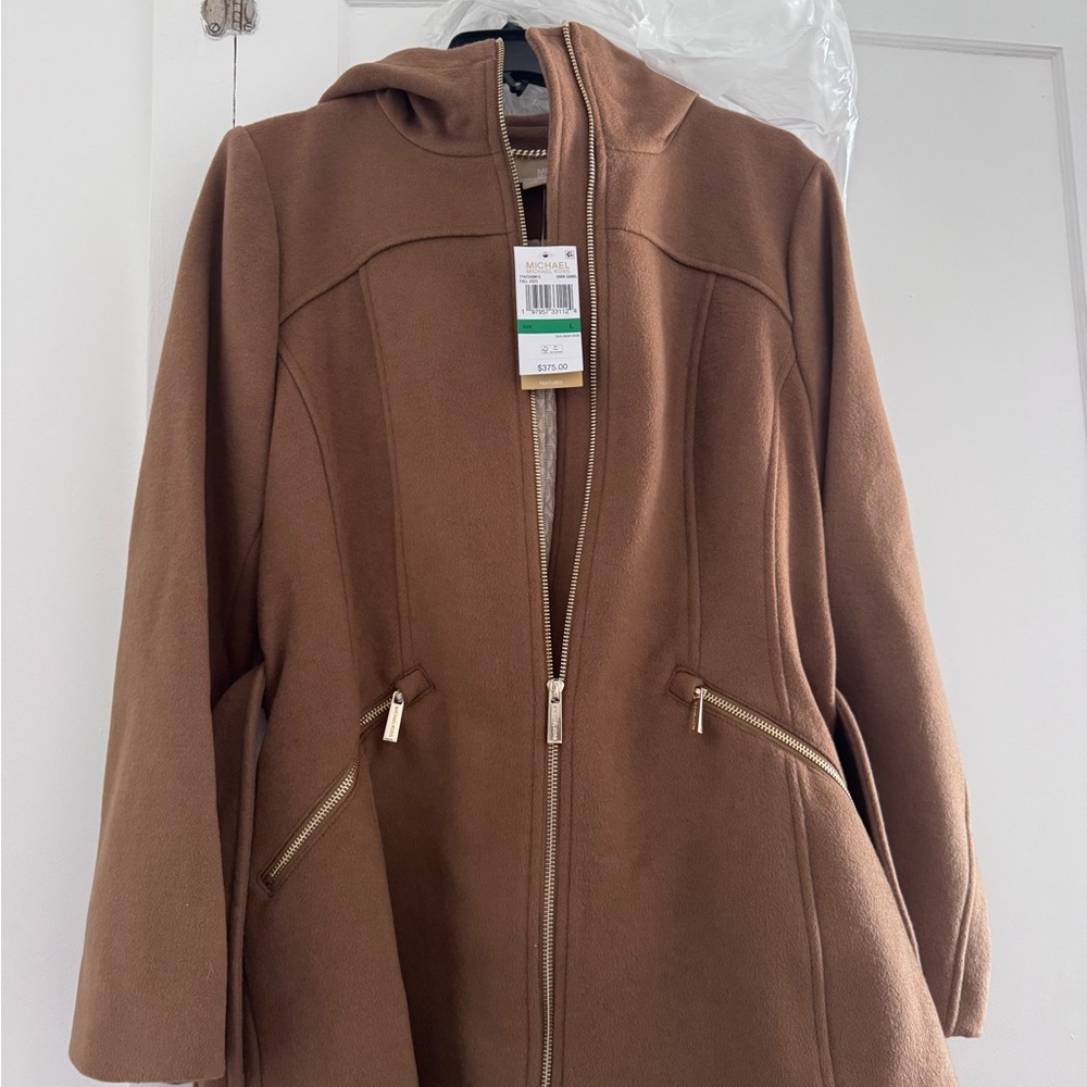 Women's Hooded Wool-Blend Coat - Brown